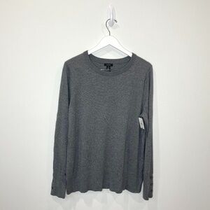 Halogen Gray Long Sleeve Crew Neck Triblend Pullover Sweater